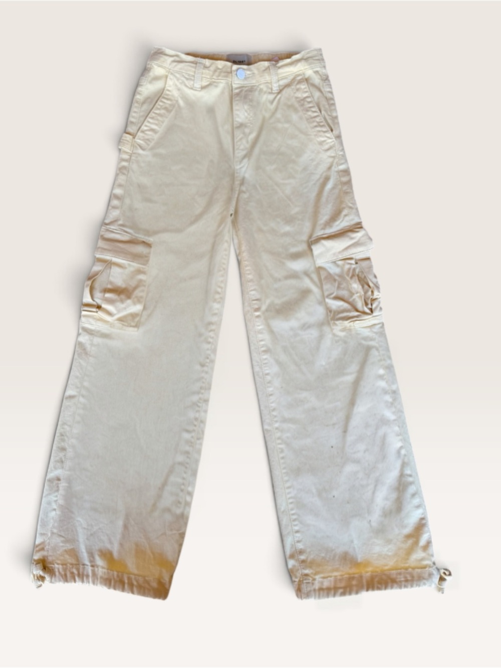 DL1961 Cream Wide-Leg Cargo Pants